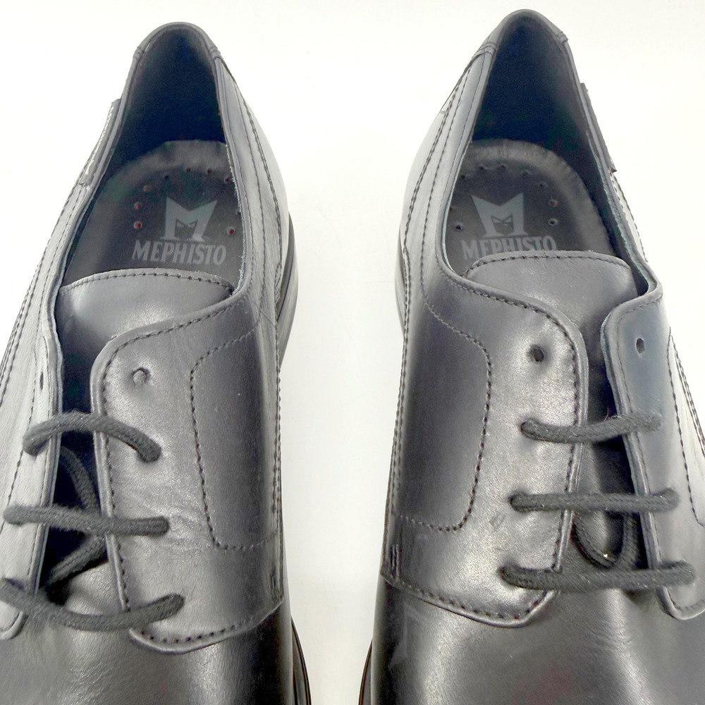 Mephisto Derby Shoes Mens 9.5 Black Leather Air-Jet Plain Toe Dress Goodyear Sol - Picture 6 of 9